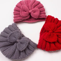 Baby Knitted Beaniess Solid Cotton Turban Hat