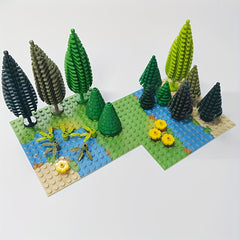 2pcs Set Small Grain Base Plates Forest Scene Building Blocks Home Decor Board