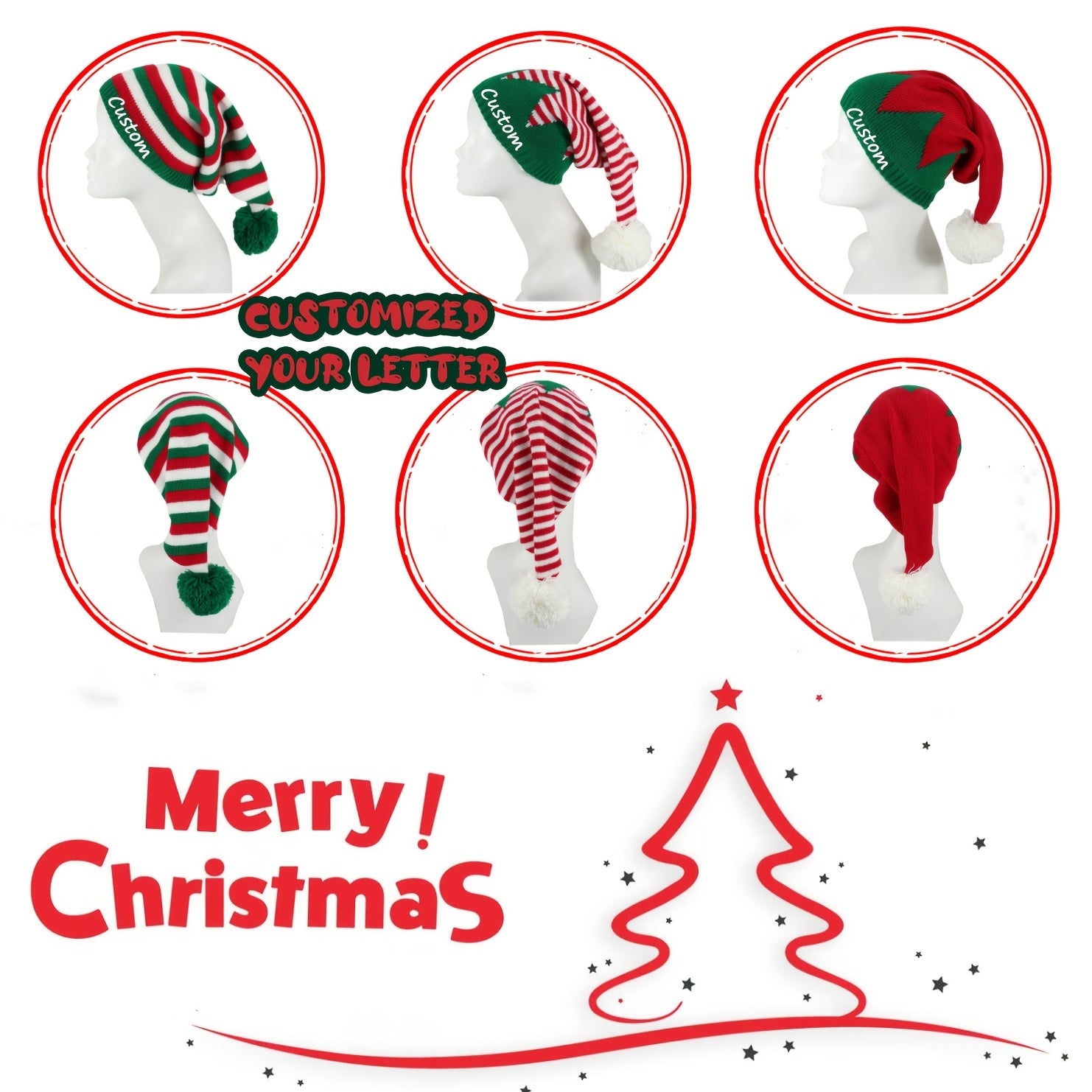 Personalized Christmas Knitted Hat with Custom Embroidery
