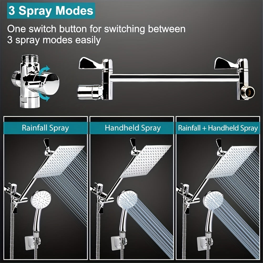 8'' Stainless Steel Rainfall Shower Head with Extension Arm