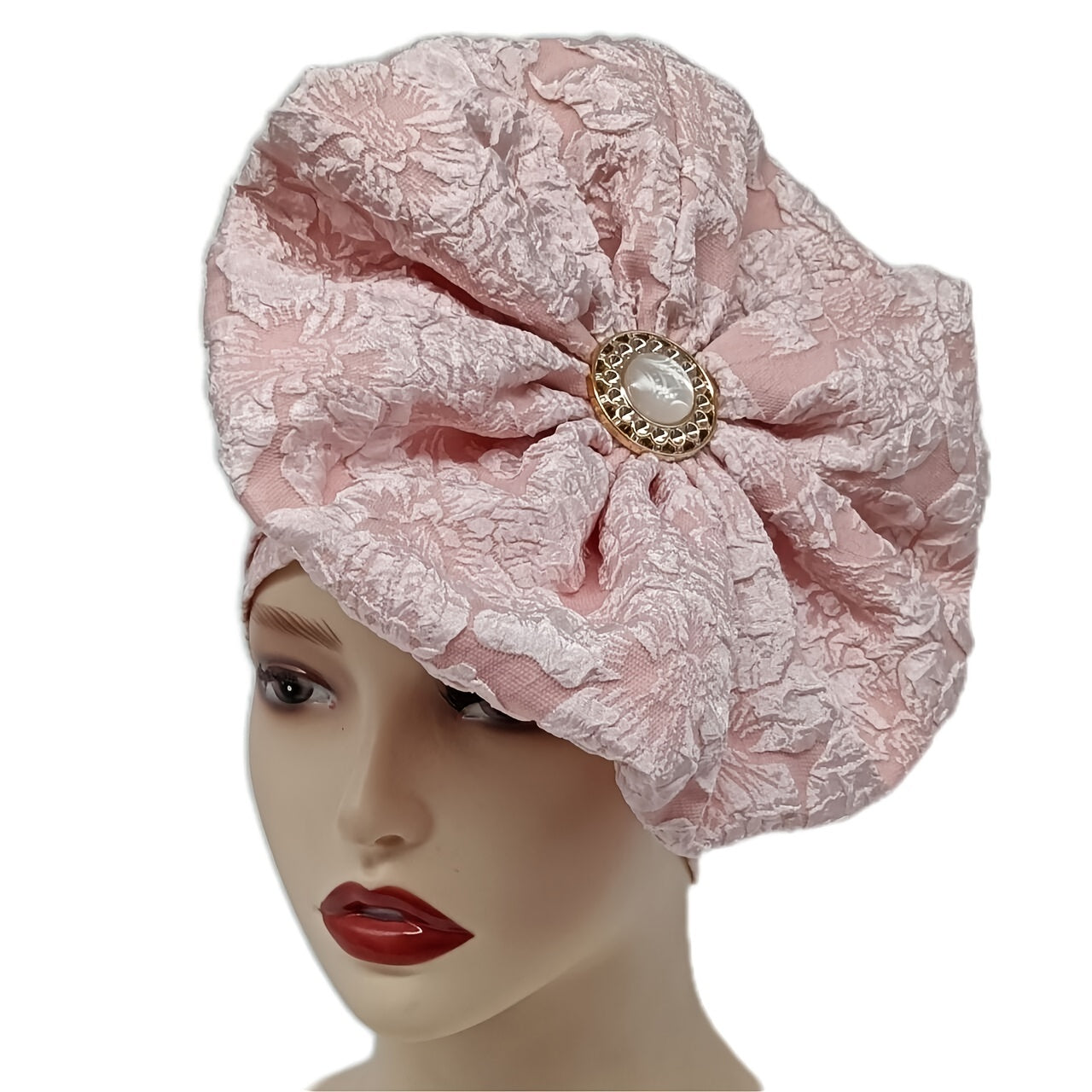 Oversized Lace Flower Turban Cap Head Wrap Solid Head Scarf Hijab Women
