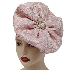 Oversized Lace Flower Turban Cap Head Wrap Solid Head Scarf Hijab Women