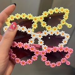 Daisy Flower Sunglasses for Toddler Kids Cat Eye Party Shades