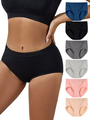6pc Textured Briefs Comfy & Stretchy Intimates Panties Women's Underwear