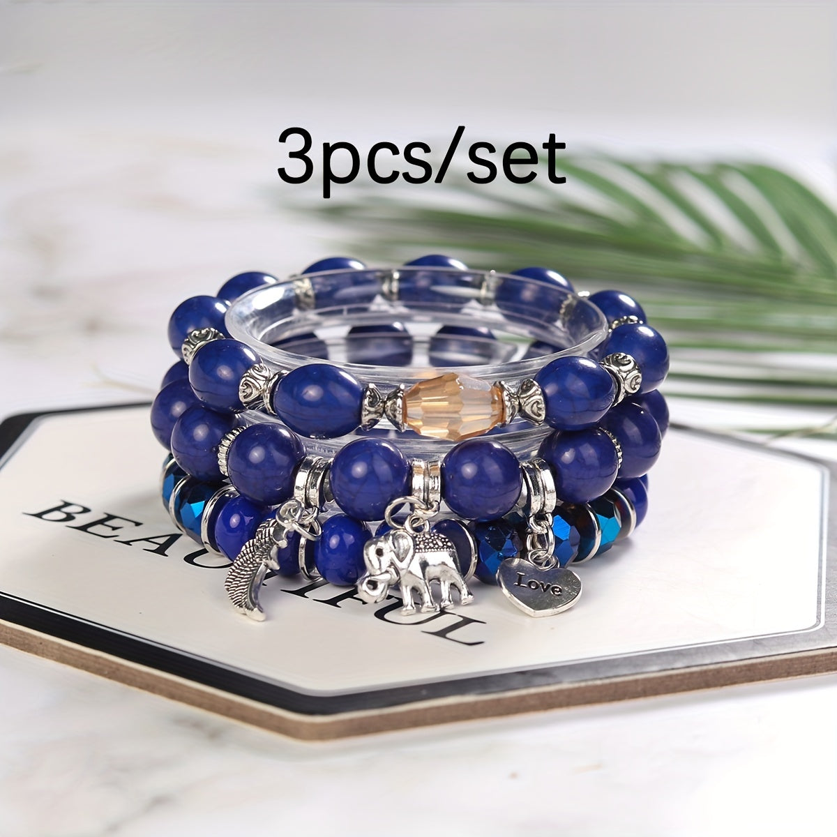 Bohemian Beaded Elephant Wings LOVE Ball Bracelet