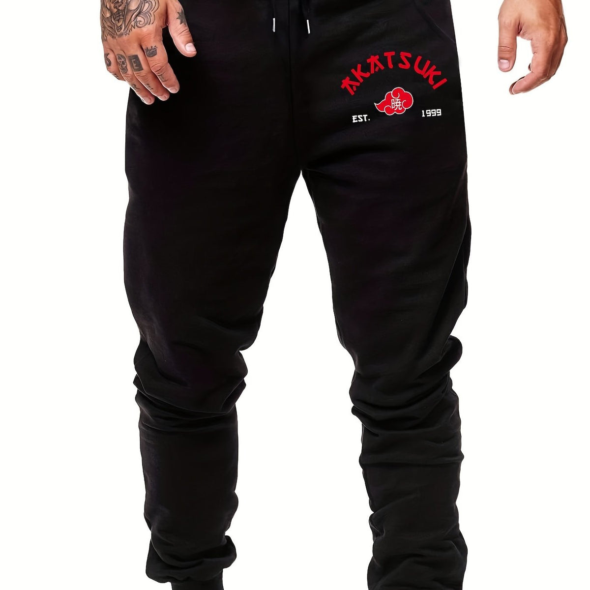 Red Cloud Print Men's Sports Pants Drawstring Jogging Trousers