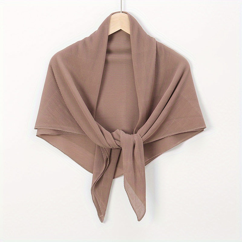 Solid Chiffon Scarf Pleated Hijab Shawl Head Wrap Scarves