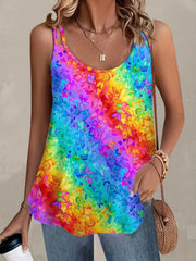  Colorblock Butterfly Print Tank Top