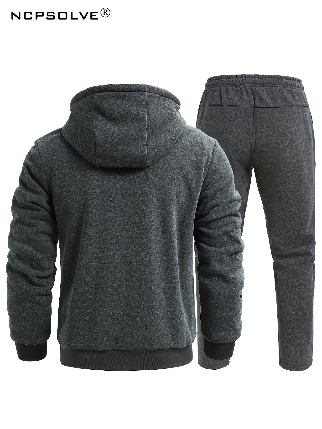 Men's Thick Hooded Jacket and Stretch Pants Sports Suit