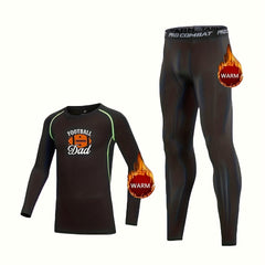 2pcs Toddler Fleece Thermal Compression Sets Football & Letter Print