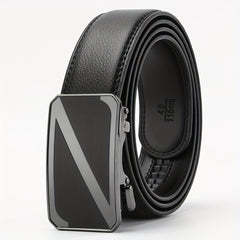Men's Leather Belt Alloy Automatic Buckle Business Suit Waist Strap