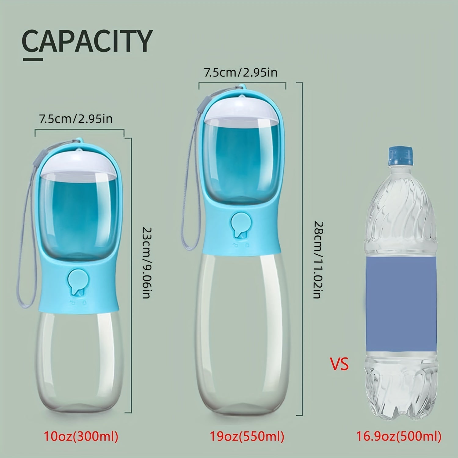 Portable Dog Water Bottle with Food Container for Pets