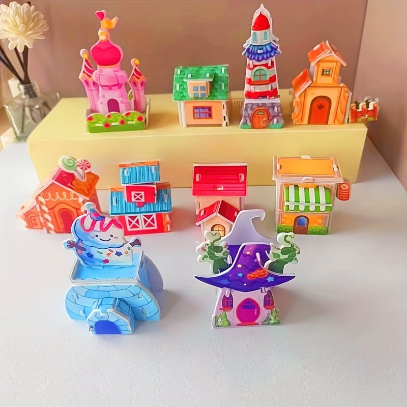 10pcs 3D DIY Mini Scene House Puzzle Kit for Parent-Child Interaction