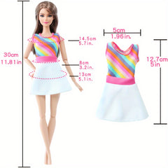 5pcs Doll Clothes Set for 11.5 Inch Dolls Casual & School Style Outfits