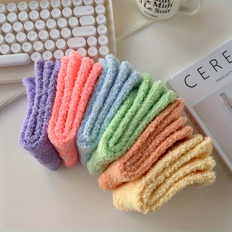 3 Pairs Solid Fuzzy Socks Warm Mid Tube Women's Stockings