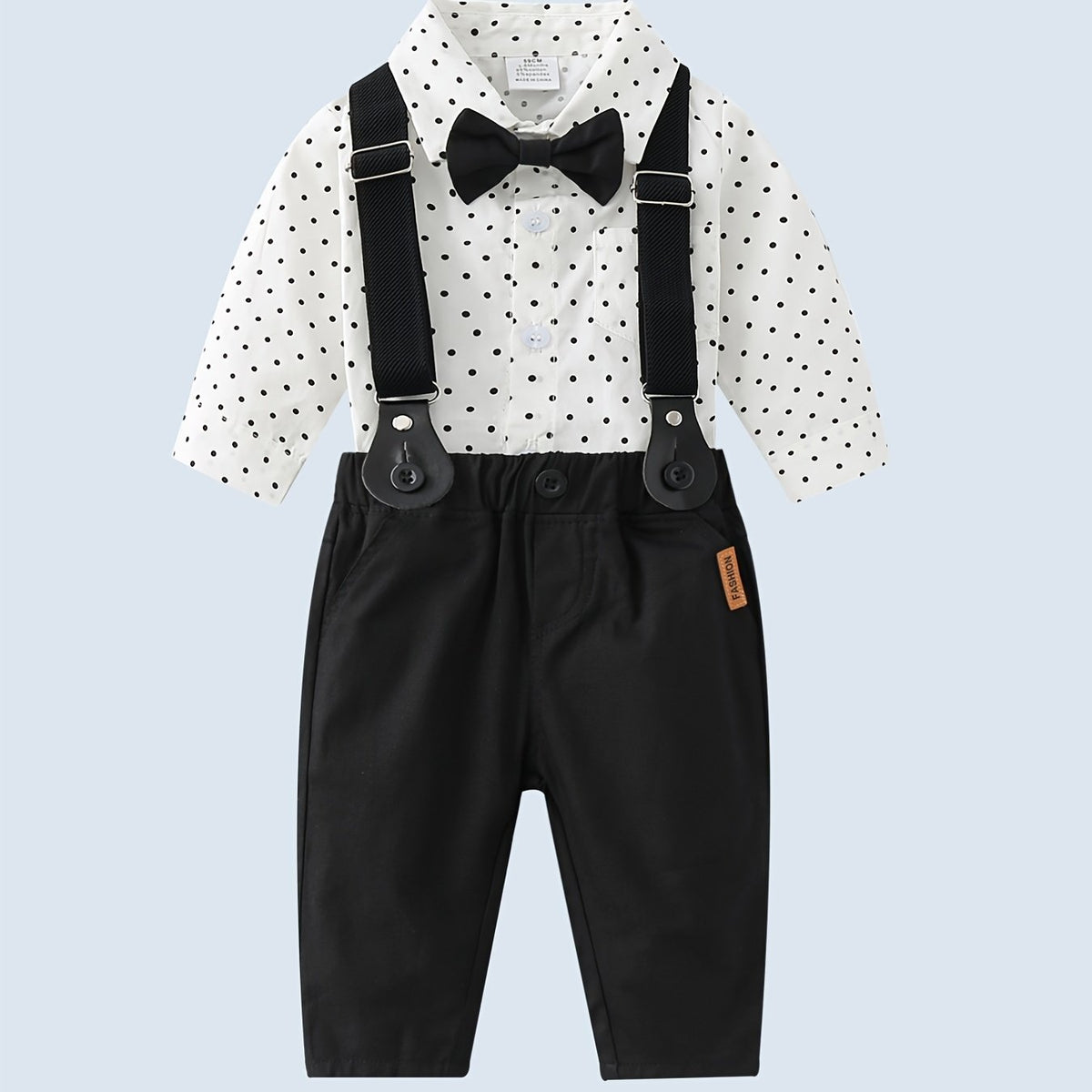 2pcs Baby Boys Polka Dot Long Sleeve Gentleman Outfit Clothes