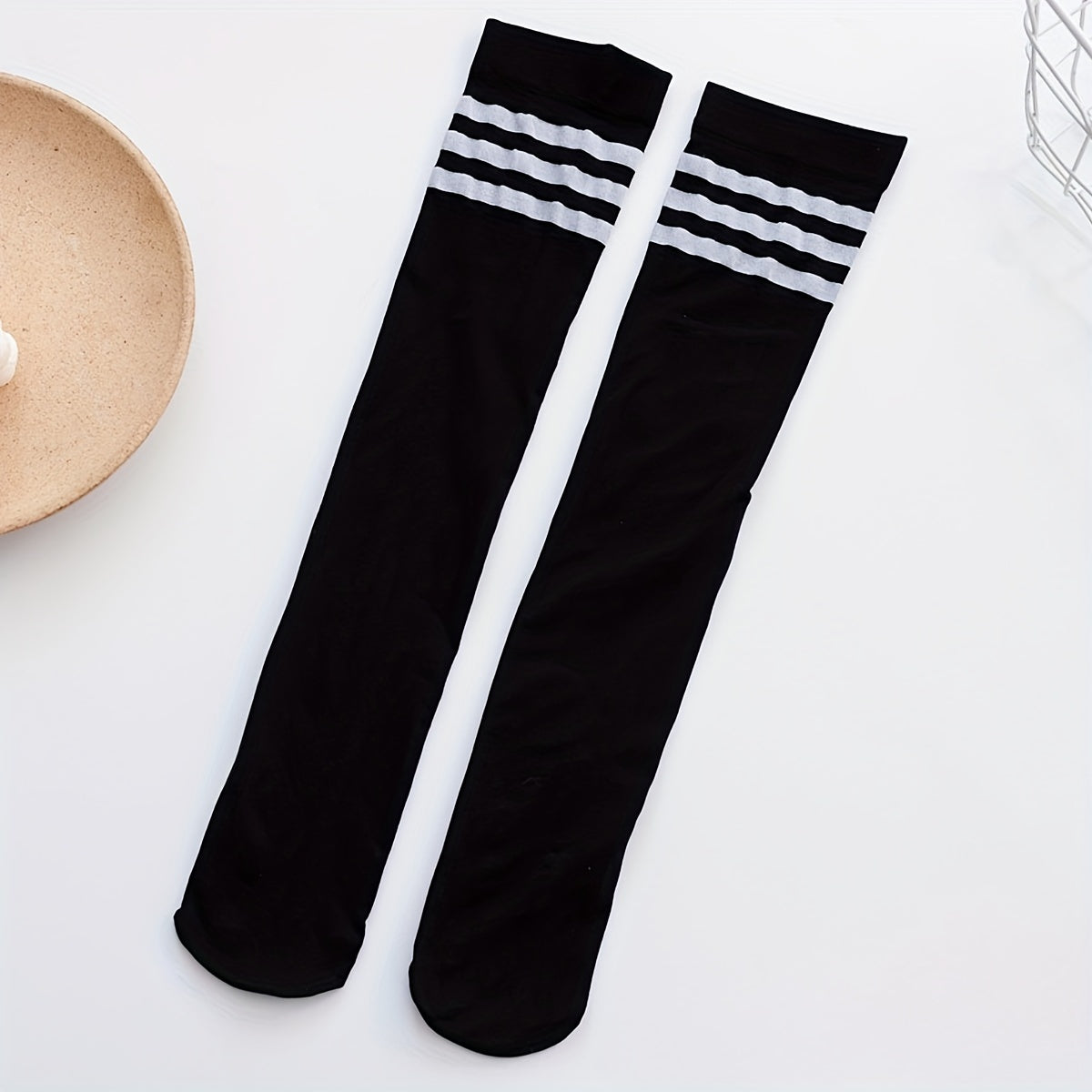 Striped Thigh High Socks All match Sports Over The Knee Socks Women's Stockings