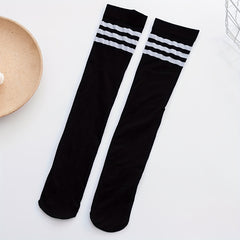 Striped Thigh High Socks All match Sports Over The Knee Socks Women's Stockings