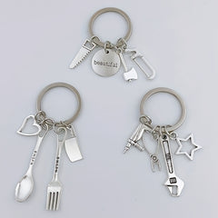 Mini Repair Tools Kit Keychain Metal Key Ring Father's Gift For Dad Papa