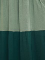  Colorblock V Neck Maxi Tank Dress