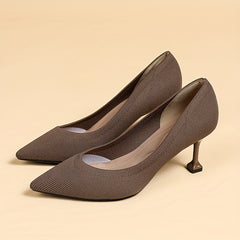 Women's Knitted Pointed Toe High Heels Slip On Stiletto Heels Dress Pumps