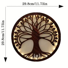 LED Tree Of Life Shape Retro Wood Hanging Sign Decoration