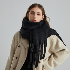 Winter Thick Tassel Scarf Warm Fuzzy Cold Windproof Chunky Scarf