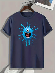 Funny Cartoon Print Men's Graphic T-shirt for Summer