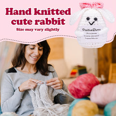 Positive Bunny Crochet Bunny with Pink Bow Perfect Gift for Women Friends Easter