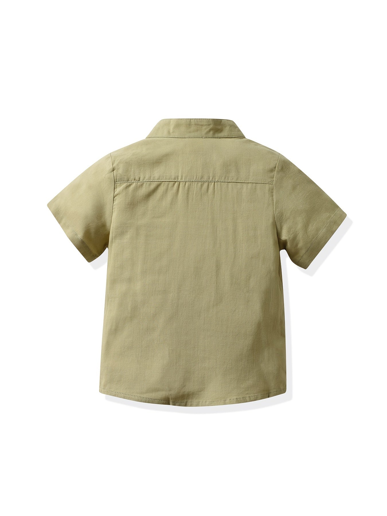 Boys Casual Button Pocket Stand Collar Short Sleeve Shirt Kids Summer Clothes
