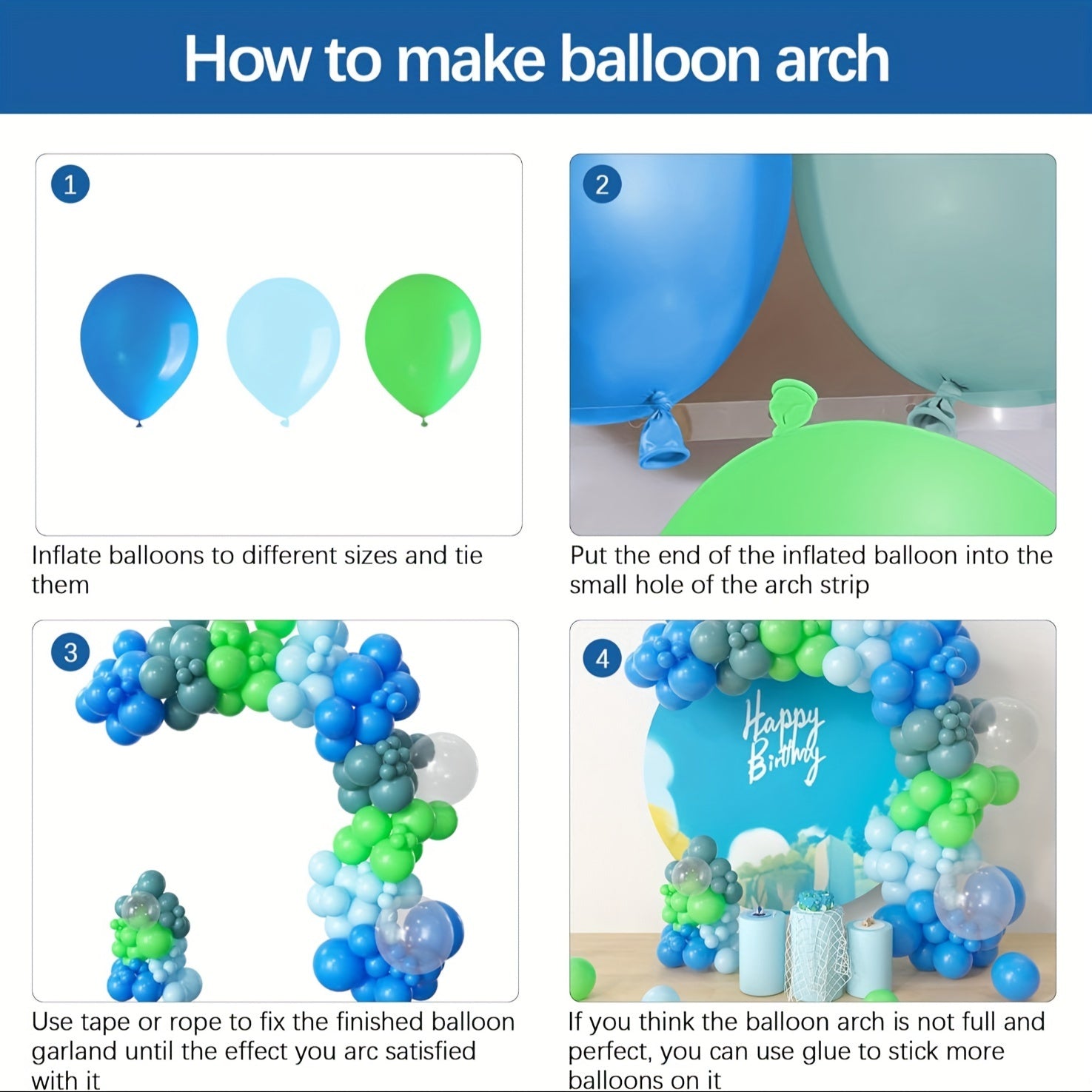 Ocean Party Balloon Garland Arch Kit Under the Sea Birthday Decor 135pcs