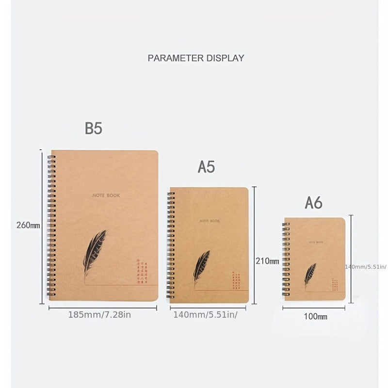 3pcs Retro Cowhide Coil Book A6 A5 B5 Notebook Notepad Plastic Binding