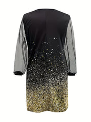  Women's Floral Print Long Sleeve V Neck Dress