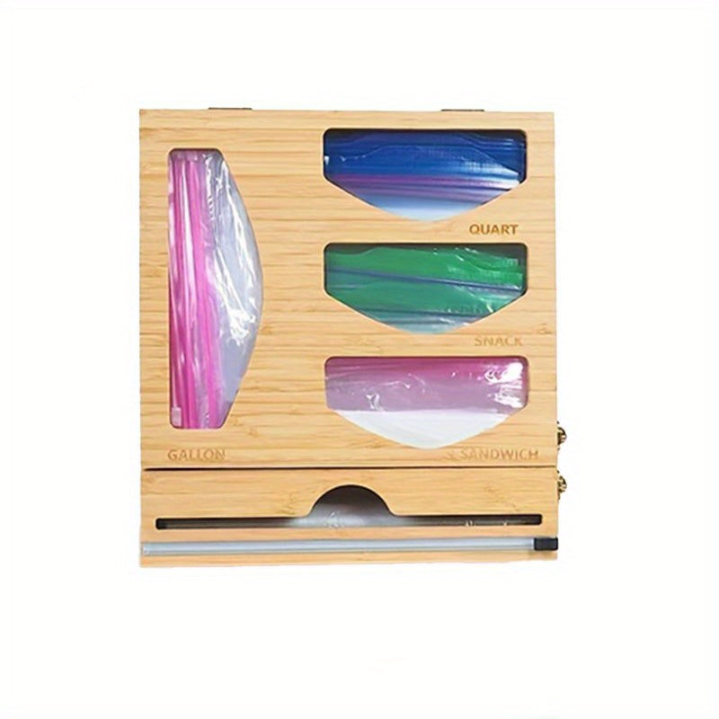 2 in 1 Plastic Wrap Dispenser with Cutter for Ziplock Bags and Foil