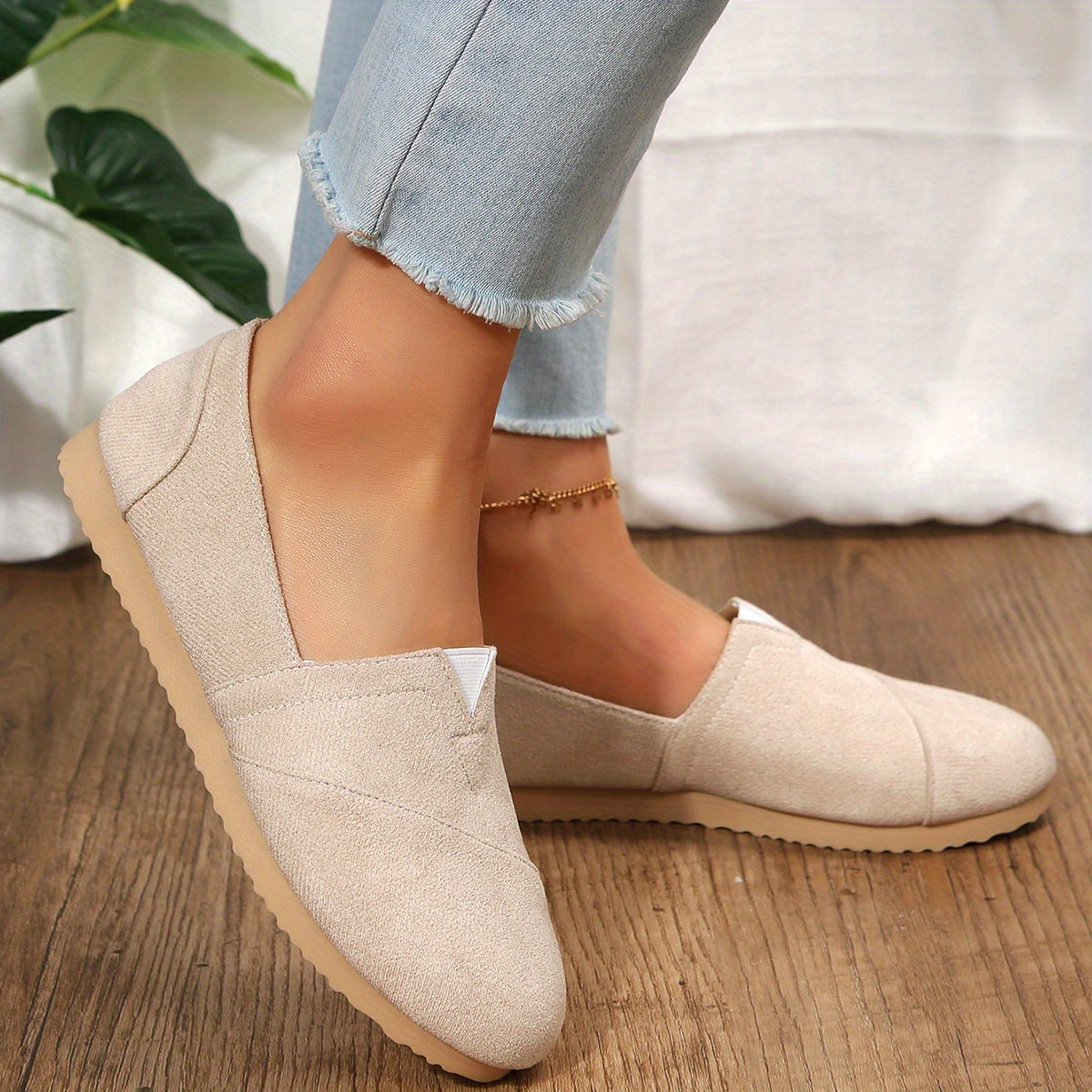 Women's Solid Flat Loafers Comfy Slip On Shoes