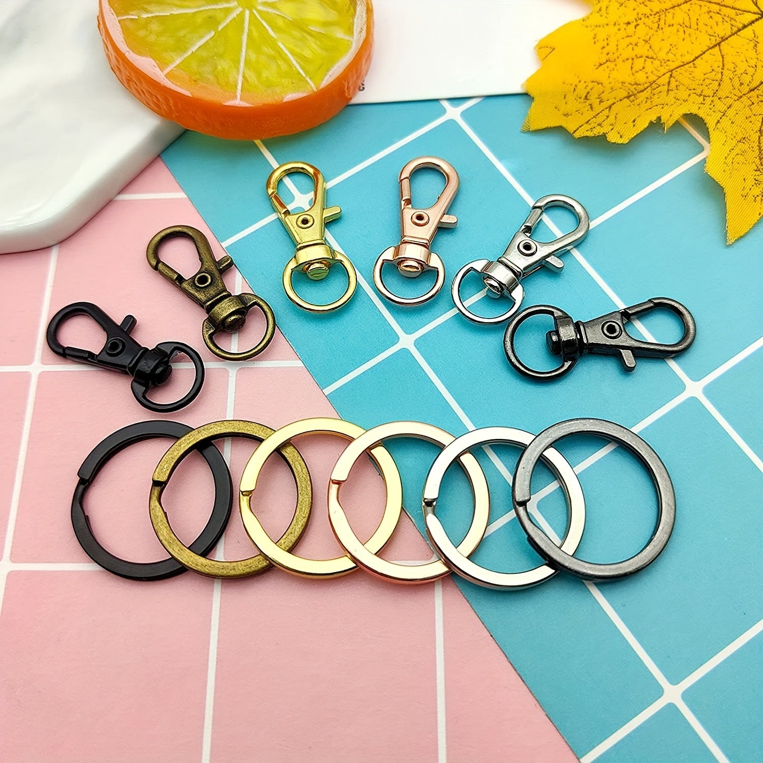 120pcs Swivel Lanyard Snap Hook Key Rings Metal Keychain Hooks Crafting