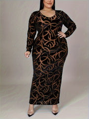  Graffiti Print Maxi Bodycon Dress