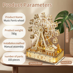 3D Wooden Puzzle DIY Owl Pendulum Clock Ferris Wheel Toy