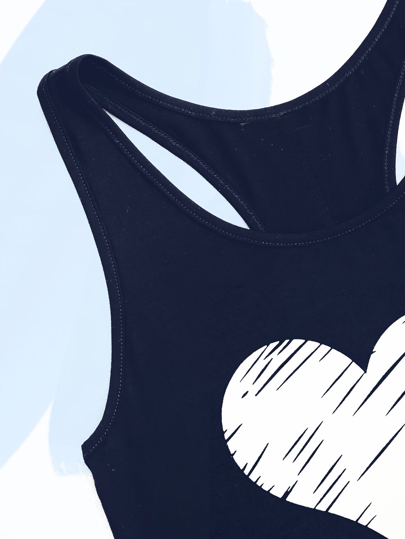  Casual Heart Print Tank Top Women's Plus Round Neck Racer Back Tank