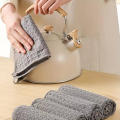 6pcs Waffle Grid Cleaning Cloth Quick Drying Kitchen Dishwashing