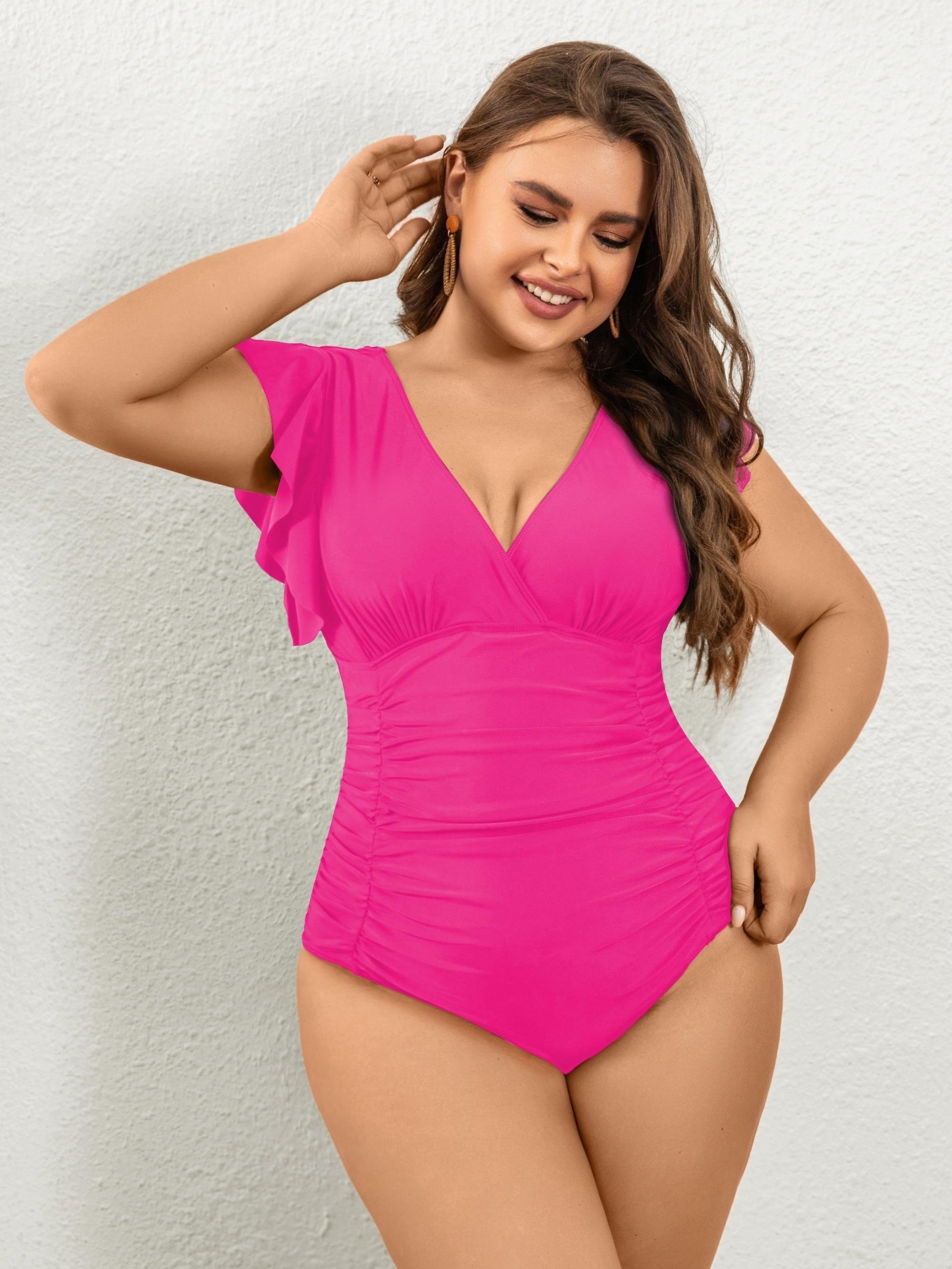  Sexy Wrap V Neck One Piece Bathing Suit