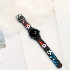 2pcs Boys' Soccer Electronic Watches with Digital Display & Flame Soccer Ball