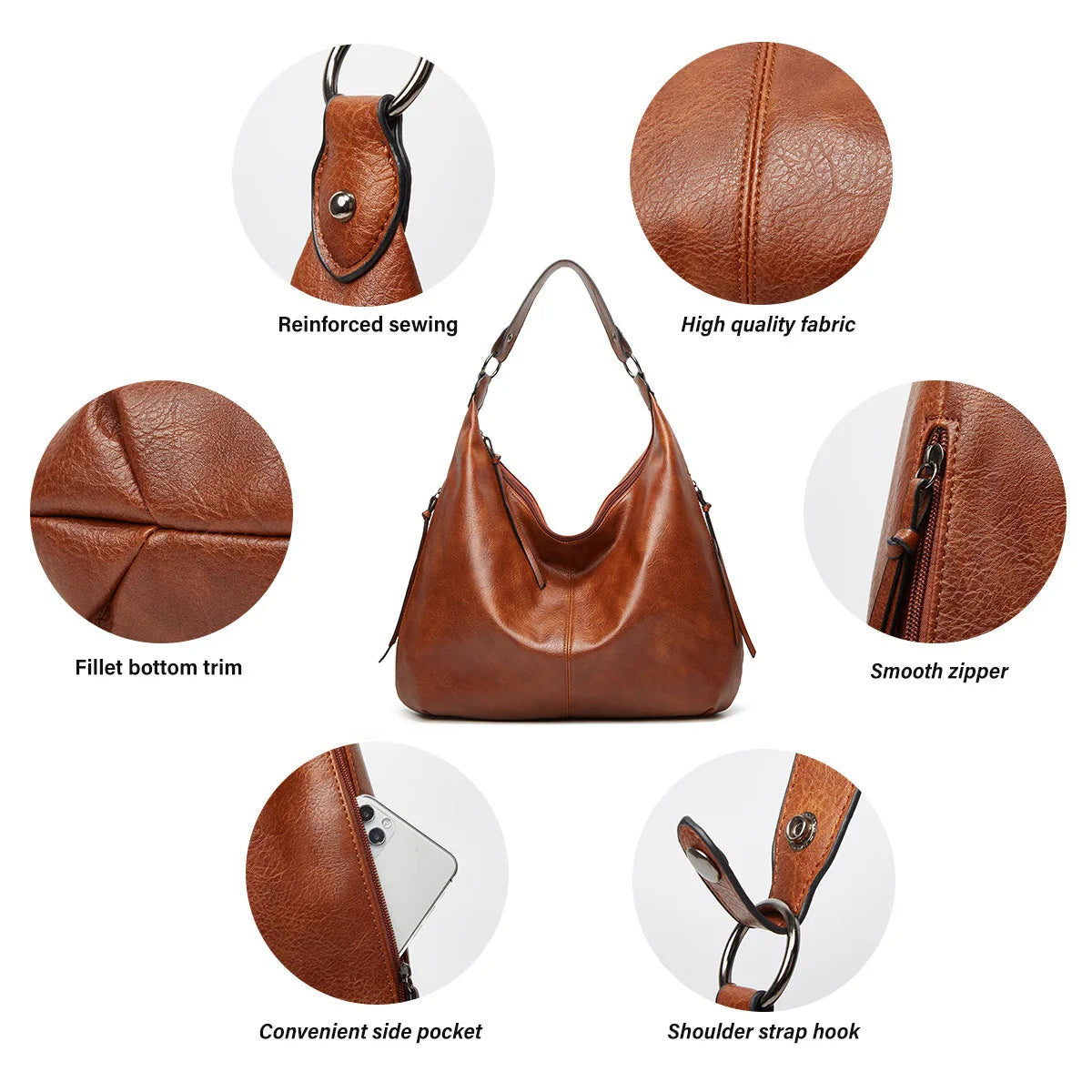 Casual Women's Leather Shoulder Bags Large Capacity Tote