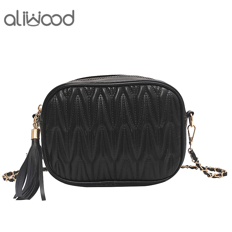 Retro Leather Tassel Shoulder Bag Mini Flap Crossbody Bag