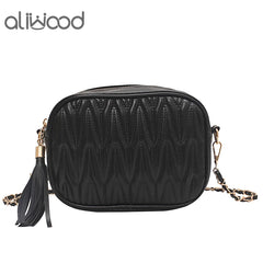 Retro Leather Tassel Shoulder Bag Mini Flap Crossbody Bag