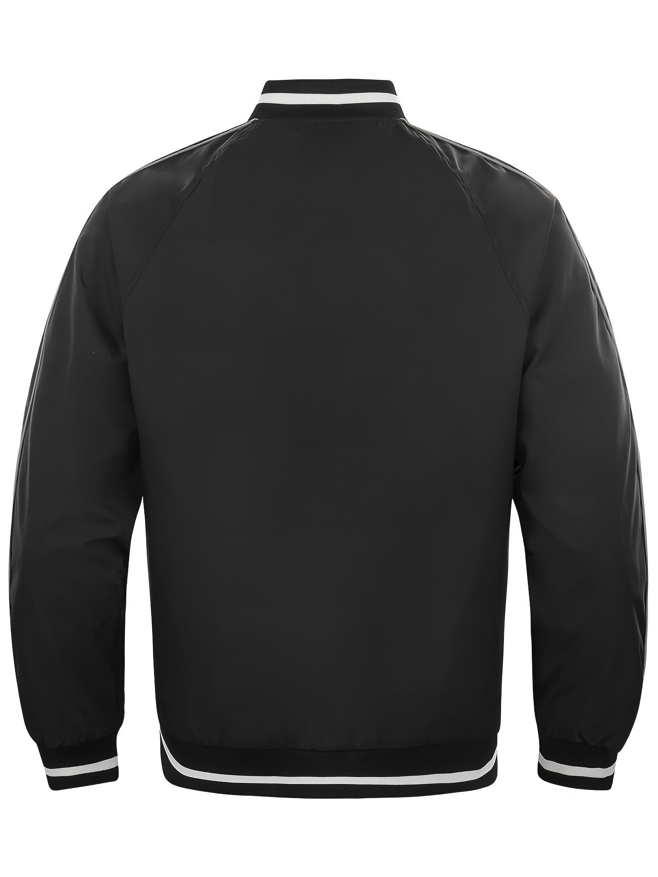 Bottom Stripe Varsity Jacket Men's Casual Baseball Collar Button Up Jacket