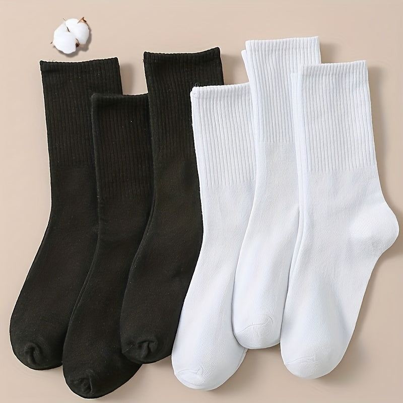 Men's Solid Crew Socks Breathable Comfy Casual Street Style Socks