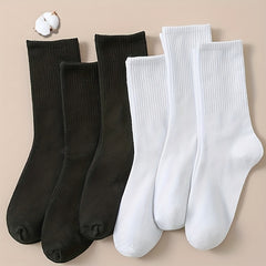 Men's Solid Crew Socks Breathable Comfy Casual Street Style Socks