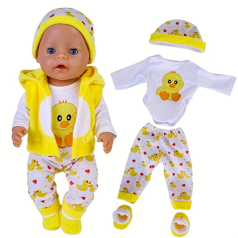 5pcs Yellow Duck Doll Clothes Set for 43-45cm Newborn Dolls