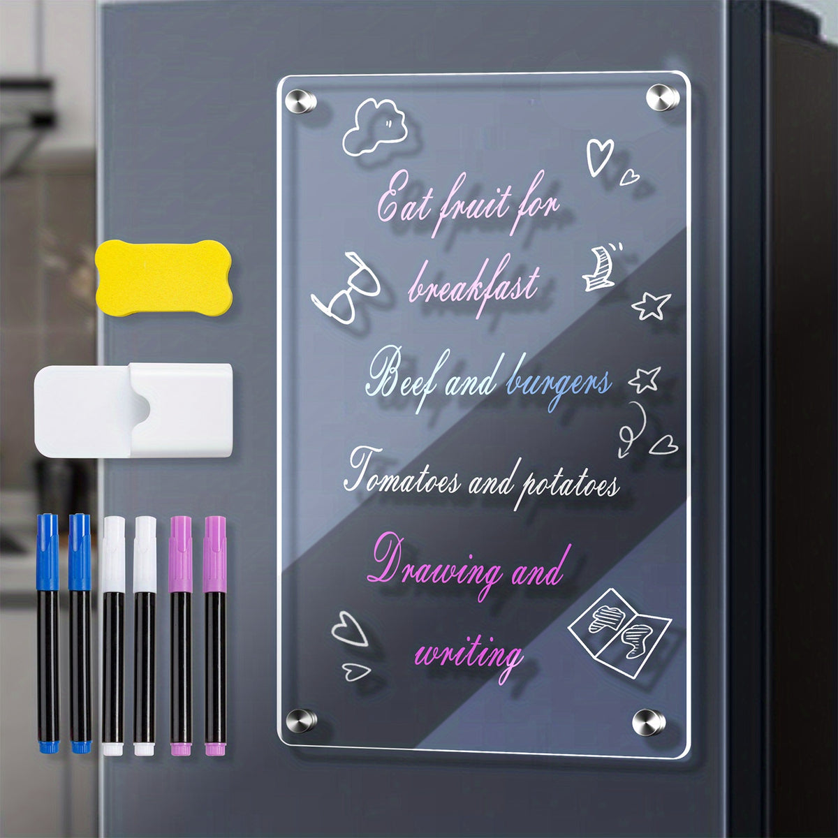 Acrylic Magnetic Blank Board Calendar For Fridge - Clear Dry Erase Planner